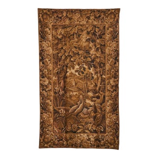 19th Century French Woodland Tapestry with Peacocks For Sale