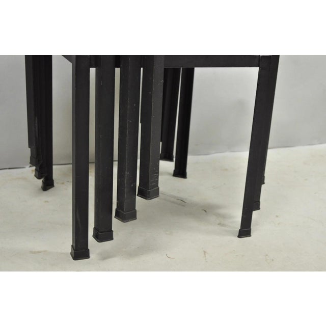 Mid Century Modern Danny Ho Fong Tropi-Cal Iron Cane Side Table Stool - Set of 4 For Sale - Image 14 of 18