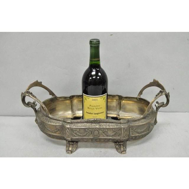 Vintage French Louis XVI Baroque Style Ornate Bronze Twin Handle Planter Centerpiece Bowl Dish (no glass insert). Circa...