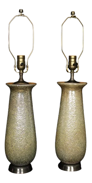 Mezza Murano Style Granite Overlay Lamps - a Pair
