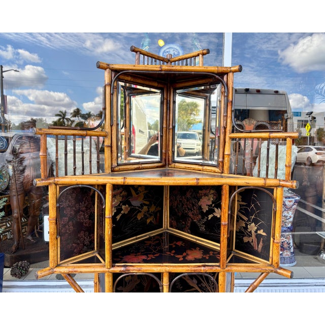 Late 19th Century 19th Century English Bamboo Corner Cabinet / Etagere For Sale - Image 5 of 12