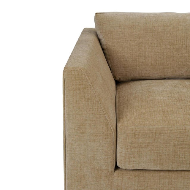 Wood Mid-Century Modern Armchair – French Yellow Performance Fabric For Sale - Image 7 of 7