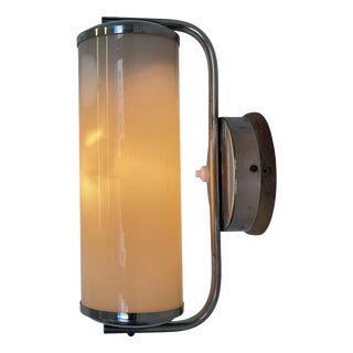 Bauhaus Chrome and Milk Glass Wall Lamp, Former Czechoslovakia, 1940s For Sale