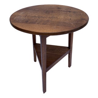 1990s English Bench Made Oak Cricket Table For Sale