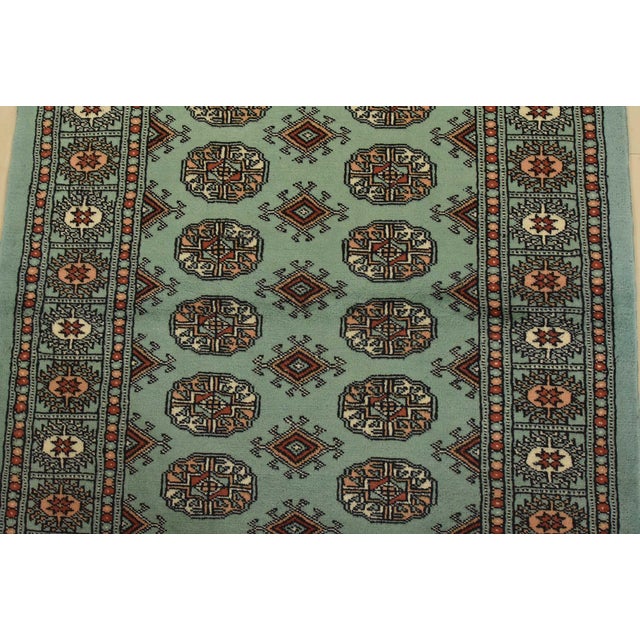 2020s Bokhara Rug 3’2” X 5’2” Green Wool Tribal Hand-Knotted Oriental Carpet For Sale - Image 5 of 11
