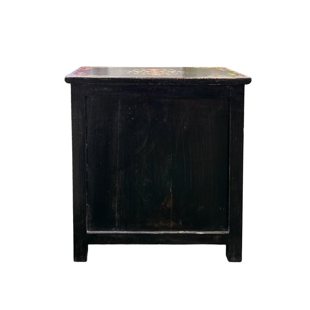 Wood Tibetan Style Green Floral Mandala Graphic End Table Nightstand For Sale - Image 7 of 10