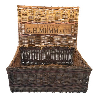 1930s French G. H. Mumm & Co. Wicker Champagne Basket For Sale