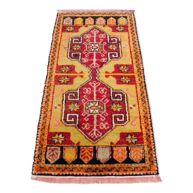 1970s 1970s Hand Knotted Small Turkish Rug, Door Mat, Entryway Rug, Bath Mat, Kitchen Decor - 1′8″ × 3′4″ For Sale - Image 5 of 14