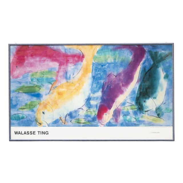 4 Poissons Framed Poster by Walasse Ting, 1988 For Sale