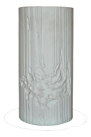 Large Op Art White Bisque Porcelain Sculpture Vase by Heinrich Fuchs for Hutschenreuther, 1970