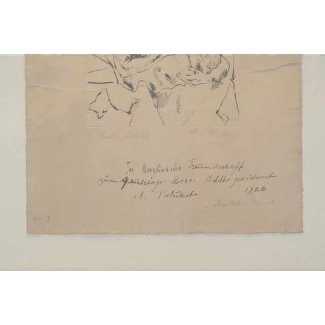 Mother * Child, Abraham Palukst, Berlin, 1922, Framed Etching with Dedication For Sale - Image 4 of 8
