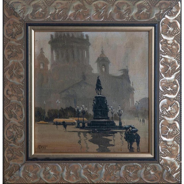 After Boris Alexeyevich Semyonov, Equestrian Monument in the Mist, 1990s, Oil on Canvas For Sale - Image 9 of 9