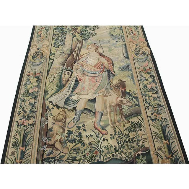 18th Century Style Tapestry, “Huntress With Dogs” For Sale - Image 4 of 8