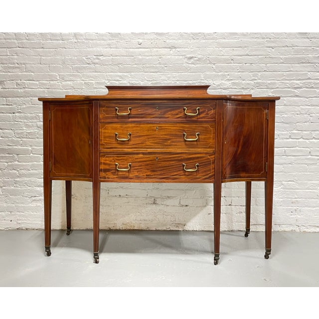 Wood Antique Sheraton Styled Mahogany Sideboard / Server, C. 1910’s For Sale - Image 7 of 12