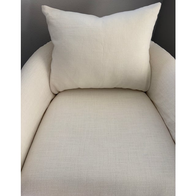 Wood Wren Linen Slipcovered Chair by Community MFG For Sale - Image 7 of 10