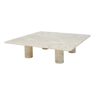 Travertine Coffee Table by Angelo Mangiarotti for Up & Up, 1970s For Sale