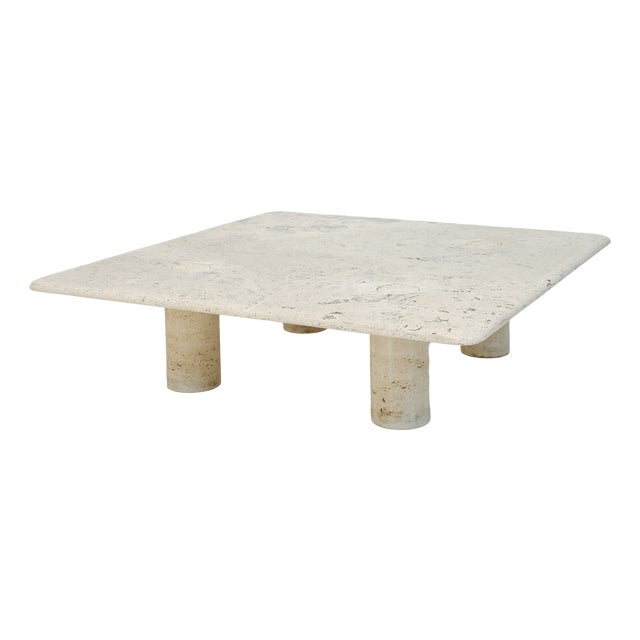 Travertine Coffee Table by Angelo Mangiarotti for Up & Up, 1970s For Sale