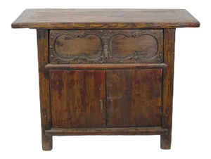 Cabinet With One Hand Carved Front Drawer
