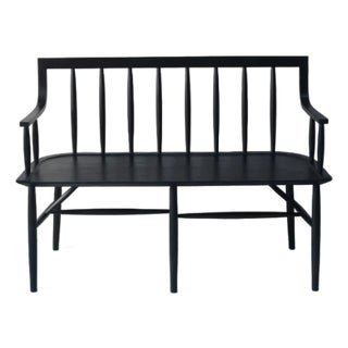 Senate Bench by Sawkille in Ebonized Oak Finish For Sale