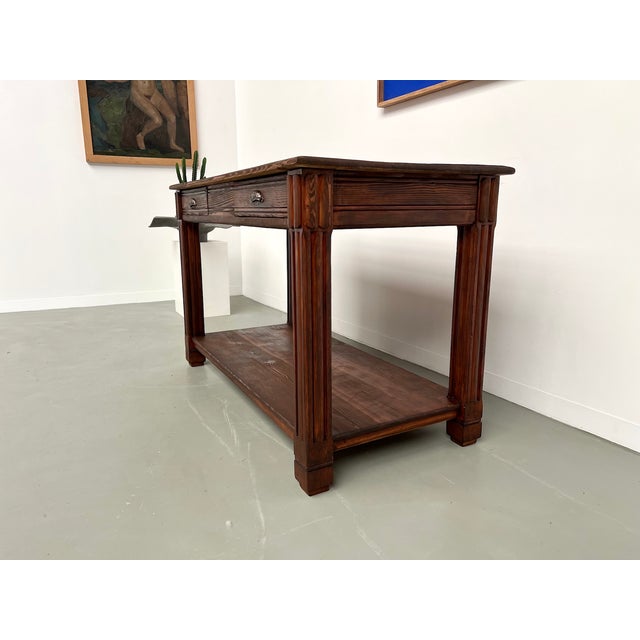 Small Pine Drapery Table, 1950s For Sale - Image 13 of 18