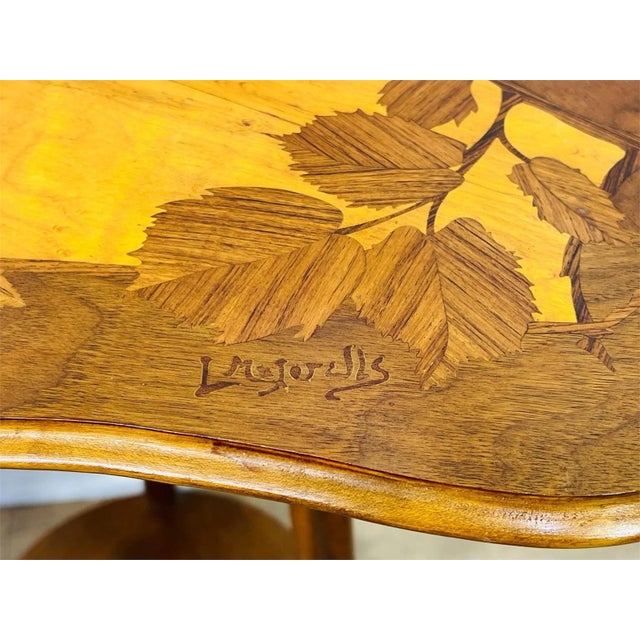 Louis Majorelle Louis Majorelle Art Nouveau Side Table / Boudoir Table Marquetry Pair Available For Sale - Image 4 of 12