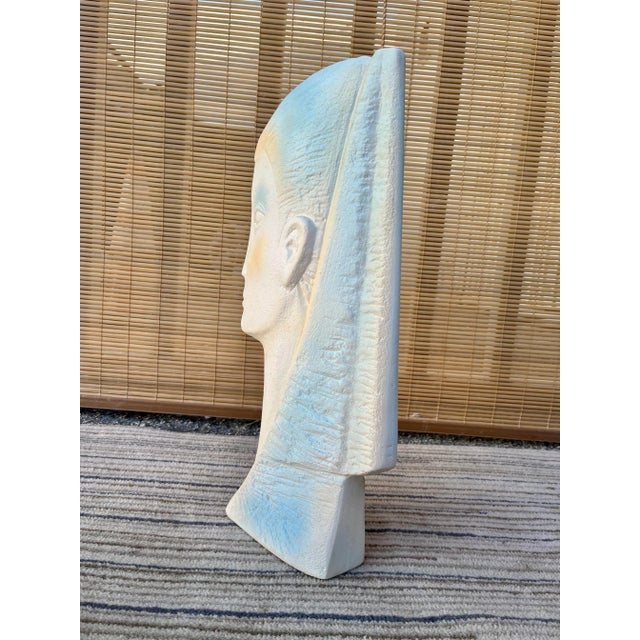 1980s Postmodern Female Face Ceramic Sculpture in the Austin