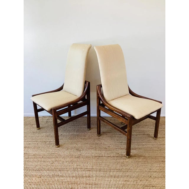 1970s Vintage 1970s Henredon Mid Century Oak Wood Dining Chairs Set of 8 Campaign Style For Sale - Image 5 of 10