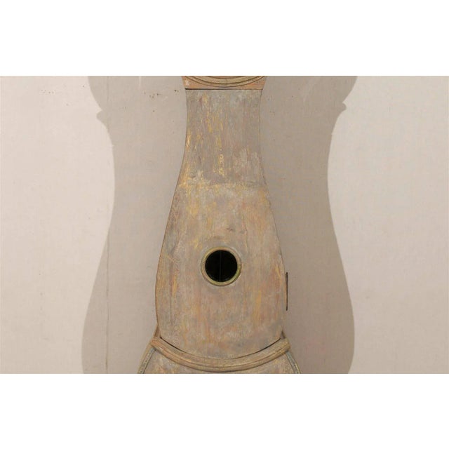 18th Century 18th Century Swedish Floor Clock With Scalloped Base and Original Paint For Sale - Image 5 of 11