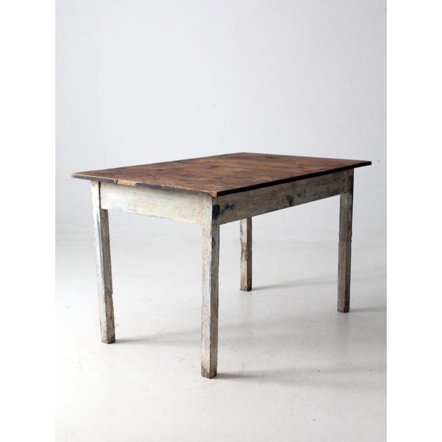 Antique Painted Wood Farmhouse Table For Sale - Image 6 of 18