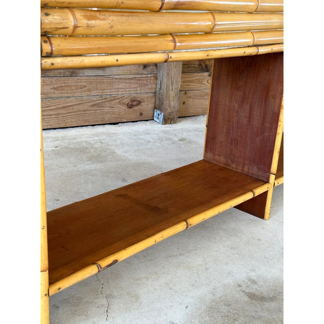 Boho Chic 1950’s Coastal Old Florida Split Bamboo Grasscloth Planter For Sale - Image 3 of 13