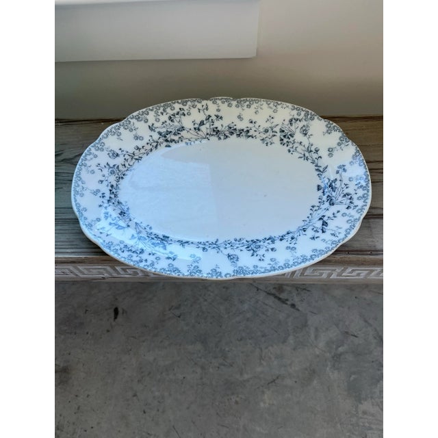 Grindley Antique W. H. Grindley Blue Fern Ironstone Serving Platter, England C. 1891-1914 For Sale - Image 4 of 9