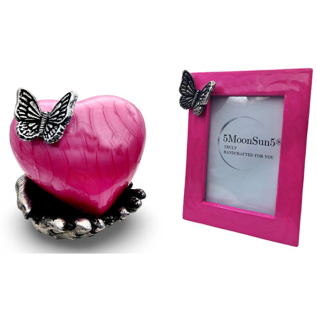 Elegant Design with Secure Stand: Elegant and stylish pink butterfly cremation urn for ashes with a beautiful heart...