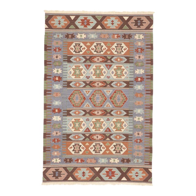 Vintage Persian Shiraz Kilim Rug - 03'08 X 05'07 For Sale