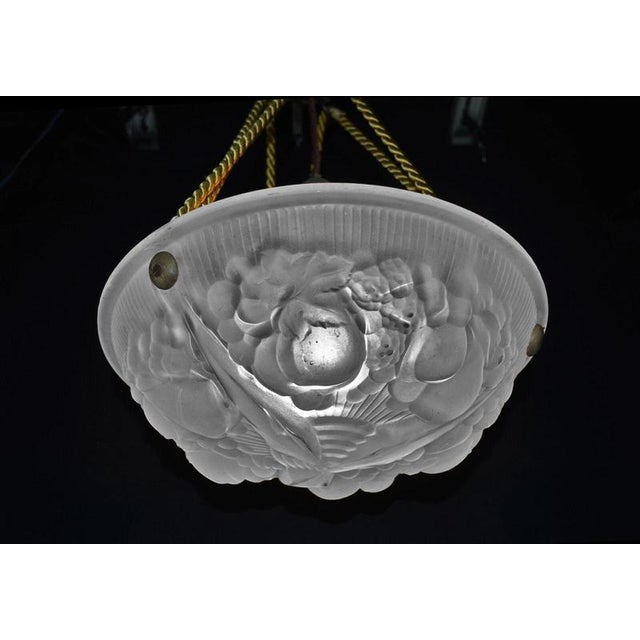 Art Deco French Croismare Glass Plafonnier with Silk Rope and Bronze Fittings, 1890s For Sale - Image 10 of 14
