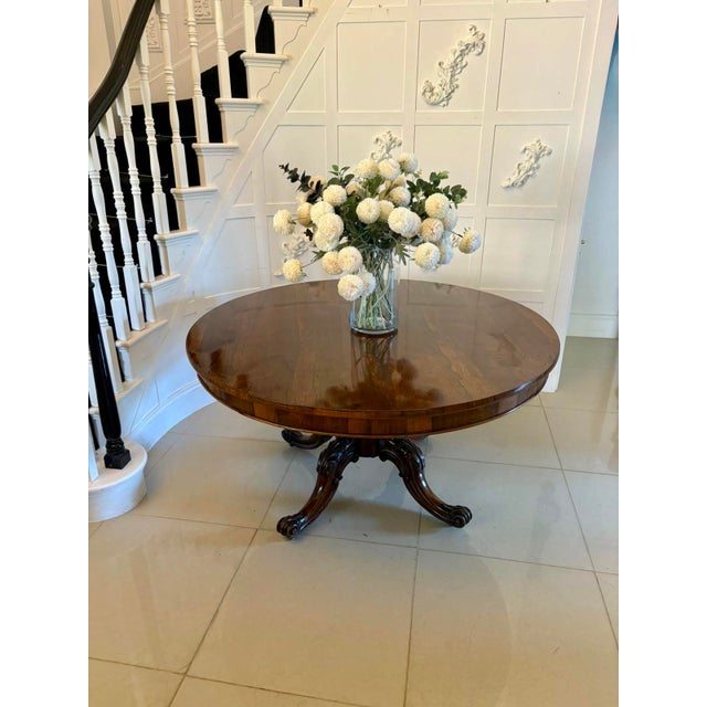 Antique Victorian Carved Rosewood Circular Dining Table, 1860 For Sale - Image 4 of 17