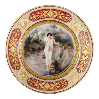 Vintage Royal Vienna Austrian Antique Pomp Girl Porcelain Signed Cabinet Plate For Sale