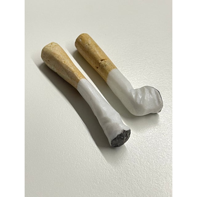 Pop Art Sculptural Hand-Carved Carrara Marble Cigarette Butts, Tuscany, Italy, 1950s, Set of 2 For Sale - Image 11 of 13
