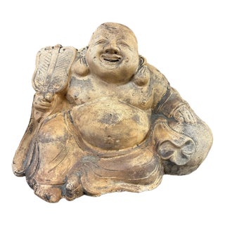 Earthenware Japanese Hotei, Laughing Buddha, Meiji Period (1868-1912) For Sale