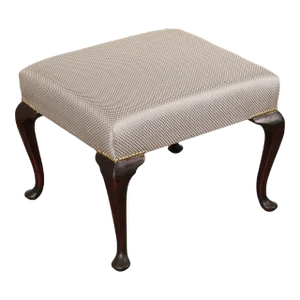 Early 20th Century Queen Anne Style Custom Upholstered Foot Stool