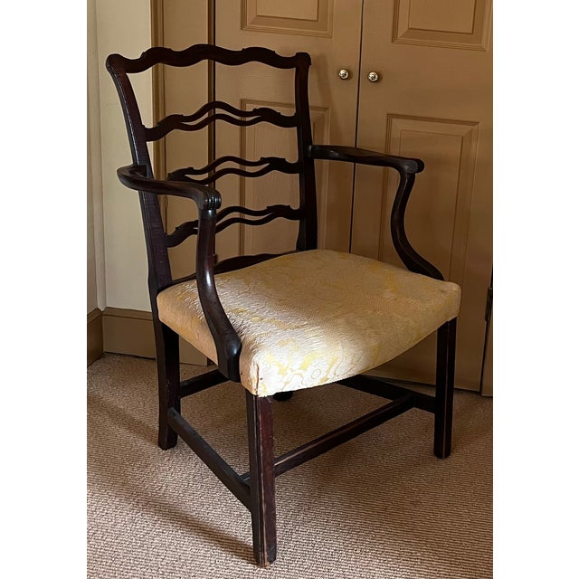 Antique Early 19th Century English George III Carved Mahogany Ribbon Back Arm Chair, Circa 1800 For Sale - Image 11 of 15