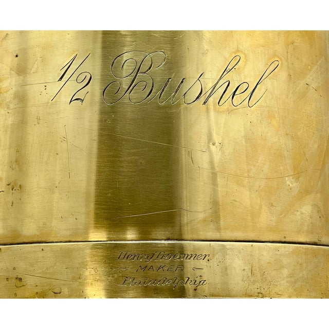 Rare & Unusual Antique Beautifully Hand Made Solid Brass Gristmill - Granary 1/2 Bushel Measure by Henry Troemer Philadelphia For Sale - Image 4 of 18