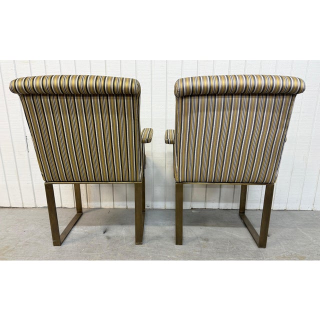 Mid 20th Century Vintage Mastercraft Upholstered Brass Arm Chairs - Set of 2 For Sale - Image 5 of 10