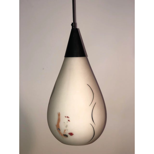 Vintage Mid Century Nautical Pendant Light with Painted Scenes For Sale - Image 11 of 13