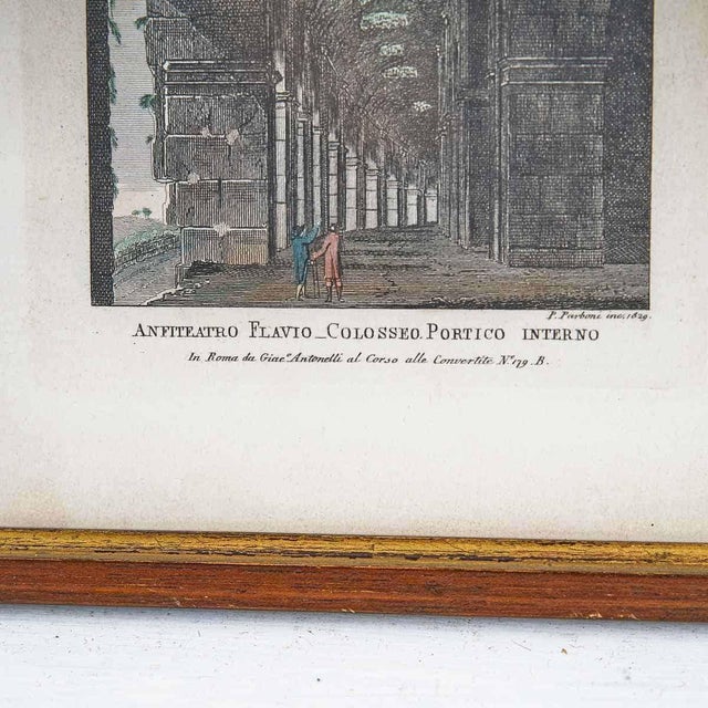Ancient Fresco Print of the Colosseum, signed Parboni