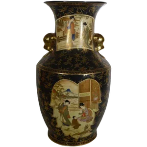 Vintage Hand-Painted Porcelain Vase With Gilded Accents From 20th Century, China