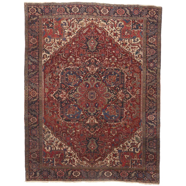 Antique Persian Heriz Rug, 10'05 X 13'08 For Sale - Image 10 of 10