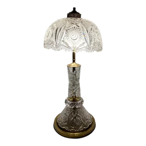 Victorian Style Cut Crystal Lamp With Crystal Shade