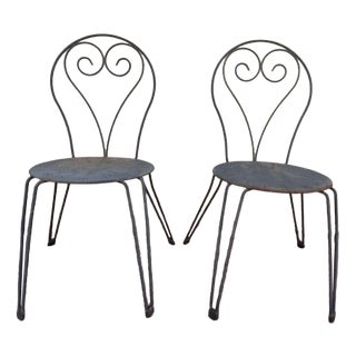 Set of Garden Chairs in Wrought Iron For Sale