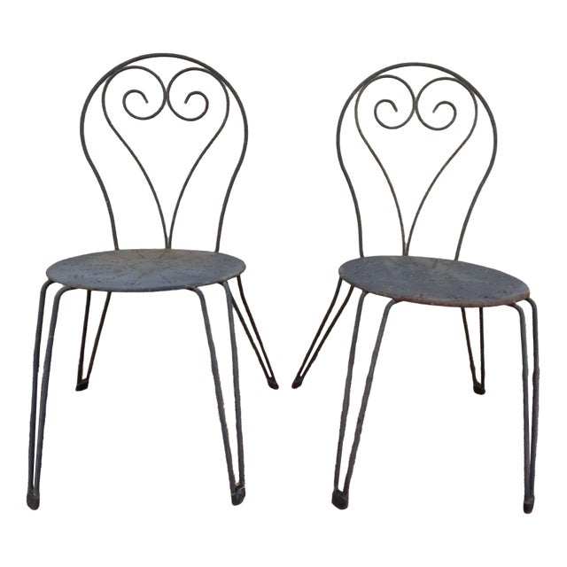 Set of Garden Chairs in Wrought Iron For Sale