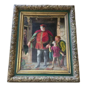 Antique Painting of Gentleman in Red Velvet
